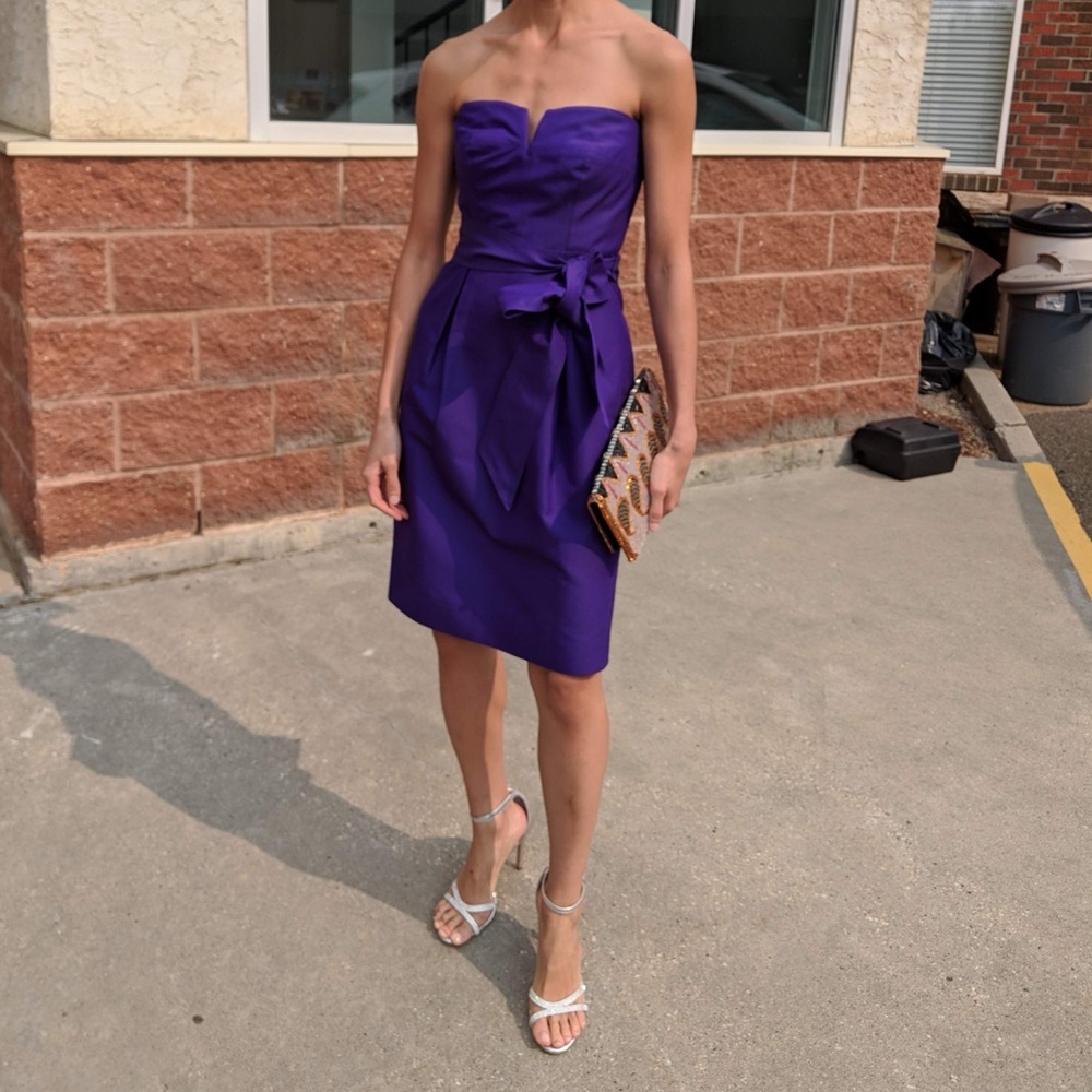J. Crew Purple Strapless Tie Front Dress